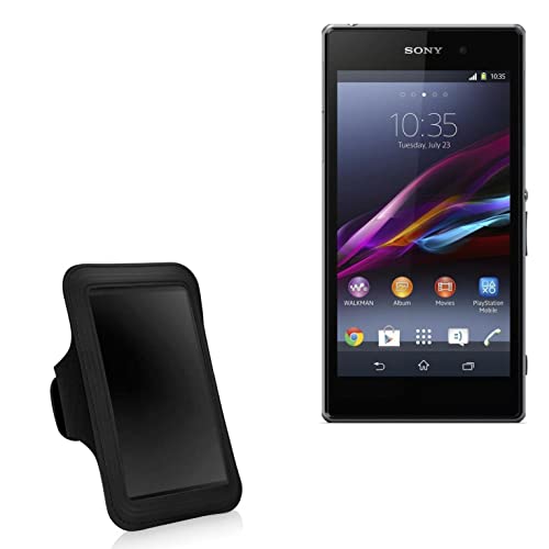 BoxWave Case Compatible with Sony Xperia Z1S - Sports Armband, Adjustable Armband for Workout and Running - Jet Black