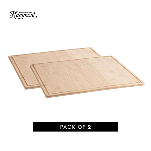Hammont Bamboo Cutting Board Tray - Eco Friendly Kitchen Gadget - 2 Pack - Wooden Serving Trays For Meat, Vegetables, Cheese And Charcuterie Board - Home And Kitchen Essentials - 18"L X 18"W X 0.5"H #TOP3