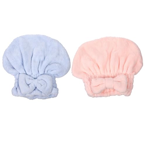 HAKIDZEL Sombrero para Envolver el Cabello de Coral Fleece, 2 Piezas Absorbentes Diseño de Lazo para Niñas, Adecuado para Ducha y Uso Diario