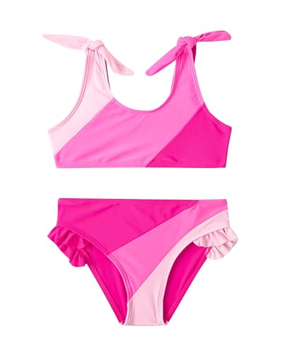 Toddler Girls Swimsuit Color Block Swimwear Kids Two Piece Bathing Suits Bowknot Beach Bikini Set