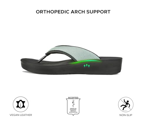 Image of AEROTHOTIC Comfy Arch Support flip flops for women Split Toe Stylish Cushioned Strap with non-slip footbed Walking Dressy Sandals Indoor and Outdoor