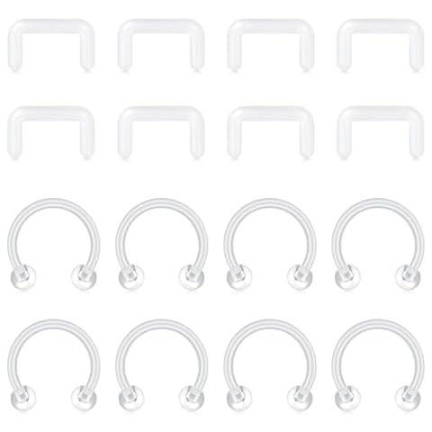 Briana Williams Clear Septum Retainer 14G Plastic Septum Rings Retainers Flexible Bioflex Acrylic Septum Piercing Retainer Invisible U-Shaped Horseshoe Septum Nose Piercing for Work Surgery Sports Cover