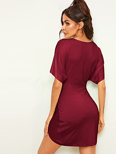 Image of Floerns Women's Deep V Neck Twisted Plunging High Slit Mini Party Dress