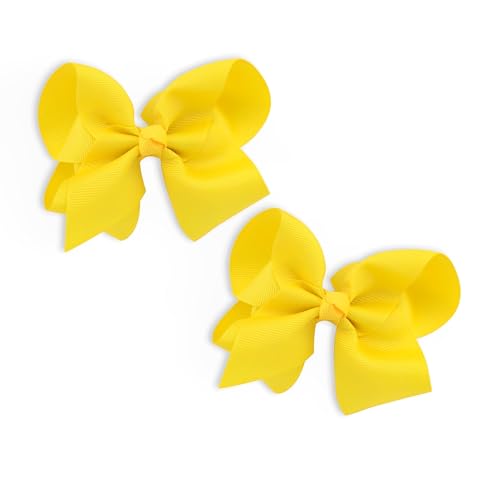 2 Pcs Yellow Hair Bow Clips Cute 10cm Hair Bows for Girls Fashionable Bow Clips for Children Girls Women Yellow Hairs Accessories for Girl Christmas Birthday Valentines Day Decorative Hairbows