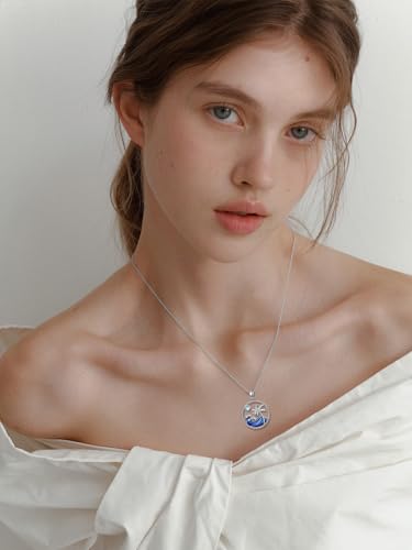 925 Sterling Silver Womens Nature Necklace Palm Tree/Mushroom Moss Agate/Pineapple/Planet Pendant for Women Men Christmas Jewelry Gift4