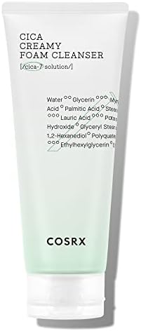 COSRX Pure Fit Cica Creamy Foam Cleanser, 5.07 fl oz / 150ml | Mild Cleanser for Sensitive Skin | 91% Naturally Derived Centella Complex | Animal Testing Free, Paraben Free, Korean Skin Care
