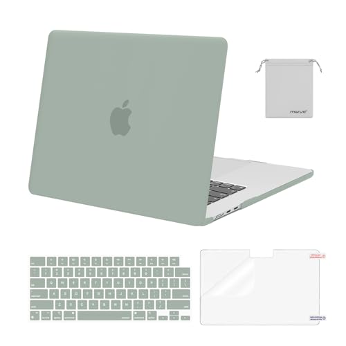 Image of MOSISO Compatible with MacBook Air 15 inch Case M4 M3 M2 2025 2024 2023 Release A3241 A3114 A2941 with Touch ID, Plastic Hard Shell Case&Keyboard Cover&Screen Protector&Storage Bag, Antique Green