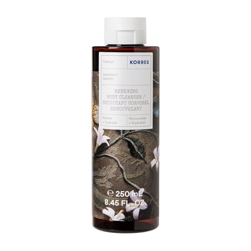 KORRES JASMINE Gel doccia rivitalizzante con aloe vera attiva, con un delizioso profumo floreale di gelsomino delicato, dermatologicamente testato, vegano, senza silicone e parabeni, 250 ml