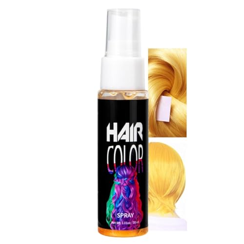Temporary Hair Colour - Hair Dye Spray - Washable One Time Temporary Hair Dye - Coloured Hair spray Fast Dyeing - Suitable For Party Cosplay Christmas Hollowen (Gold)