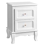SONGMICS Comodino con 2 cassetti, bianco RDN01W, in legno, 38,5 x 52,5 x 30,5 cm (L x A x P)