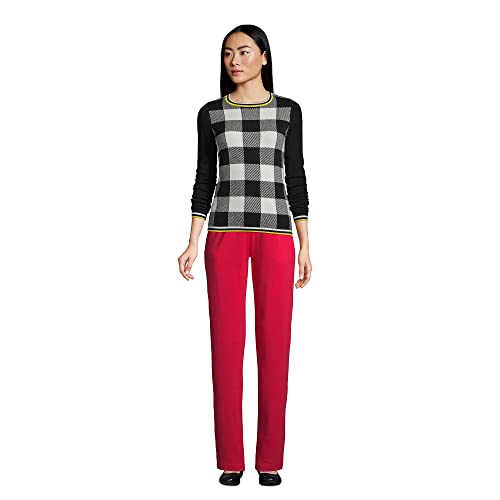 Lands' End Womens Cash Cn Sweater - Jacquard Black/Ivory Buffalo Check Regular Small #TOP3