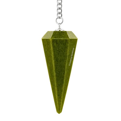 Pendule en vésuvianite pour méditation sur grille de cristal et rituels de bien-être reiki