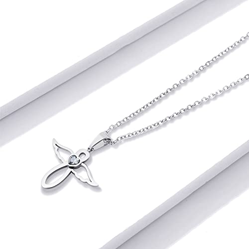 Phocksin April Birthstone Necklace For Girls Clear Cubic Zirconia Infinity With Cute Angel Wing Pendant Necklaces #TOP2