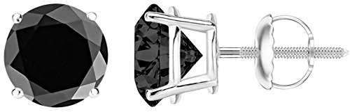 1/2-10 Carat Total Weight Black Diamond Stud Earrings 4 Prong Screw Back