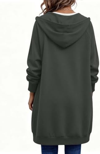 Dovidovi Women's Long Zip Up Sweatshirt Jacket Y2K Fall Winter Outerwear - 5