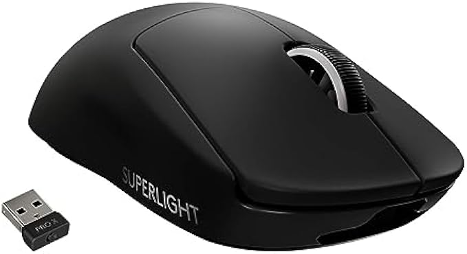 Logitech G PRO X SUPERLIGHT Wireless Gaming Mouse, Ultra-Lightweight, HERO 25K Sensor, 25,600 DPI, 5 Programmable Buttons, Long Battery Life, Compatible with PC / Mac - Black