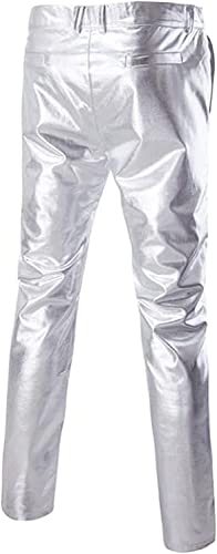 ZEROYAA Mens Night Club Metallic Gold Suit Pants/Straight Leg Trousers