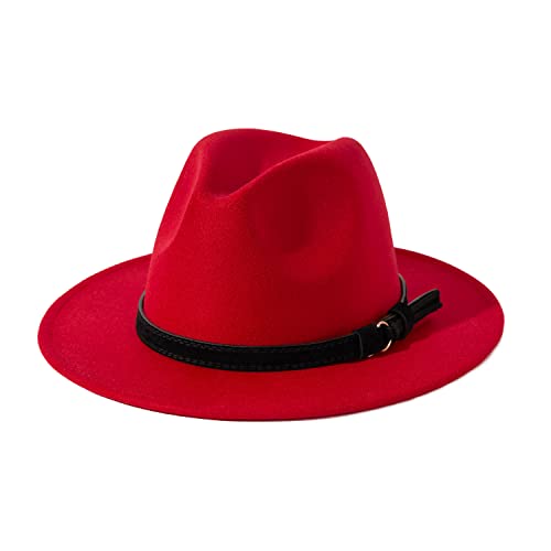 Image of Lisianthus Men & Women Vintage Wide Brim Fedora Hat | Classic Belt Buckle Decor, Adjustable Drawstring, Inner Breathable Sweatband, Timeless Style, Ideal for Travel & Daily