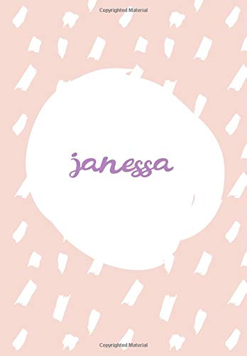 Janessa: 7x10 inches 110 Lined Pages 55 Sheet Rain Brush Design for Woman, girl, school, college with Lettering Name,Janessa