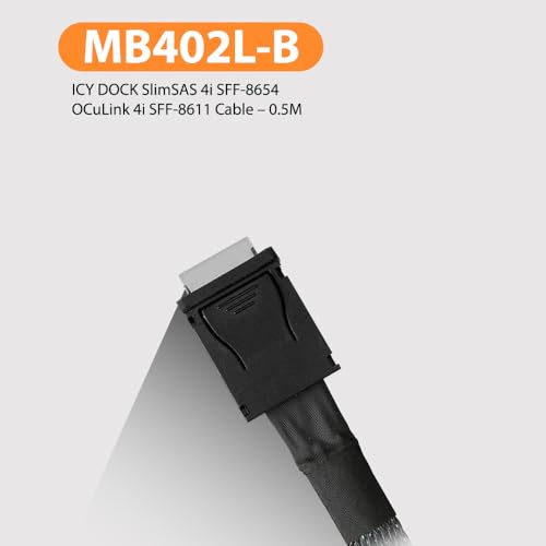 Cable ICY DOCK MB402L-B SlimSAS 4i a OCuLink 4i 0.5 m miniatura 3