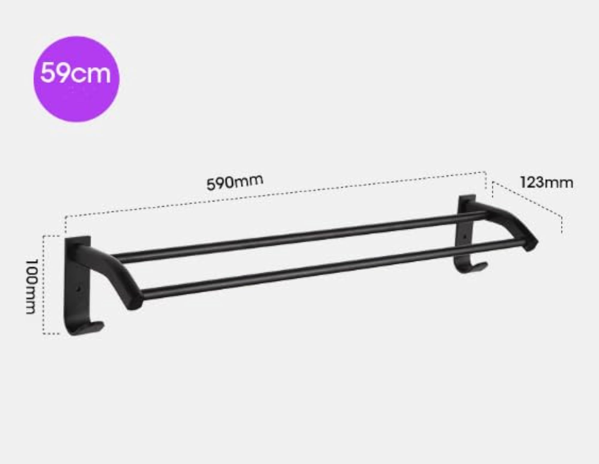 Black Towel Holder 24 Inch Double Rod Towel Rack