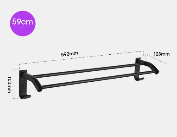 Image of iSTAR Towel Rod Double Rod Black Towel Holder 24 inch Longer 2 Bar Towel Rod