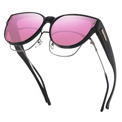 Image of HAOLOTA Fit Over Glasses Sunglasses for Women Polarized | Over Glasses Sun Glasses, UV400 Polarized Lens, Trendy Cat Eye Sunglasses, Lightweight and Flexible, Driving, Daily Use