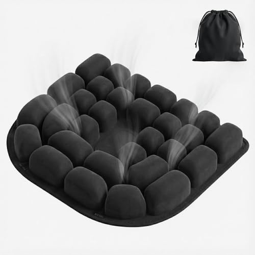 Liato Inflatable Travel Seat Cushion for Airplane - Portable Air Pad with Built-in Pump for Long Flights & Car Rides - Ergonomic Tailbone Pain Relief for Office Chair, Wheelchair, Stadium