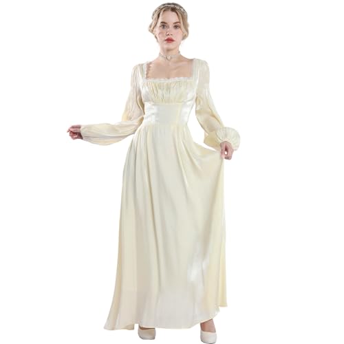 CR ROLECOS Victorian Regency Dress for Women Square Collar Regency
