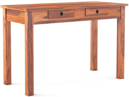 Image of Solid Sheesham Wooden Study Table & Desk with Drawer for Office and Home | Computer Laptop Table | Reading & Writing Desk | Laptop Desk (Honey E)