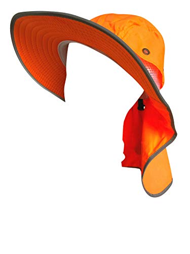Image of Men High Visibility Sun Hat with Neck Flap Wide Brim Boonie Hat Bucket Cap Packable Adjustable