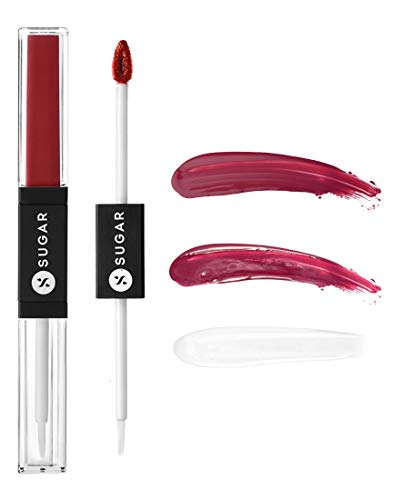 Image of SUGAR Cosmetics - Smudge Me Not - Lip Duo - 02 Brink of Pink (Plum Rose) - 3.5 ml - 2-in-1 Duo Liquid Lipstick with Matte Finish and Moisturizing Gloss
