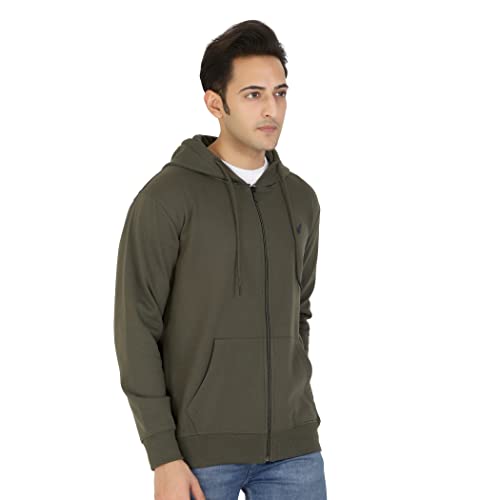 Image of D-GREEN Sweatshirt for Men Stylish Hoodie with Zipper and Full Sleeves Winter Wear