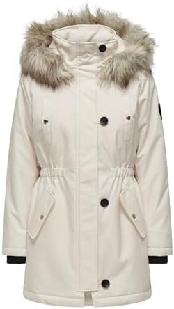 ONLY Kadın ONLIRIS FUR WINTER PARKA CC 2023 OTW Dış Giyim, Krem Rengi, S - Görsel 1
