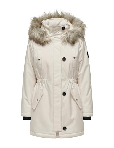 ONLY Kadın ONLIRIS FUR WINTER PARKA CC 2023 OTW Dış Giyim, Krem Rengi, S