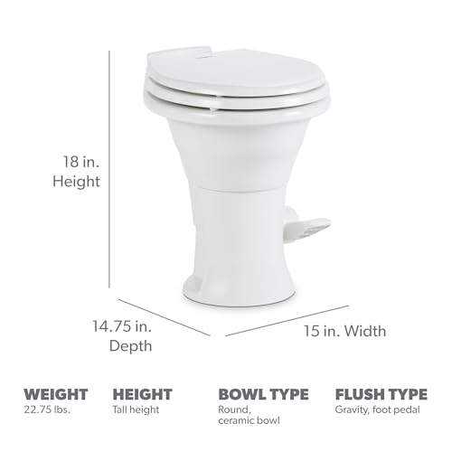 Image of Dometic 302310031 310 Series Standard Height Toilet 19.75 inch Height, Slow Close Wood Seat, White
