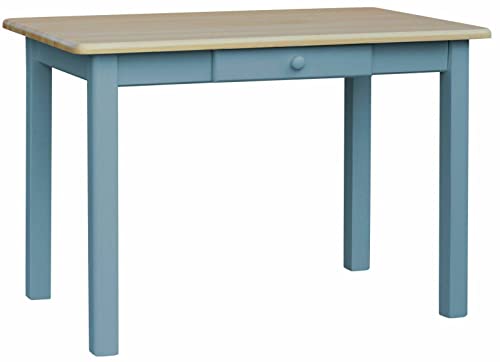 Table à manger en pin massif avec tiroir - Bleu - 80 x 120 cm Cover