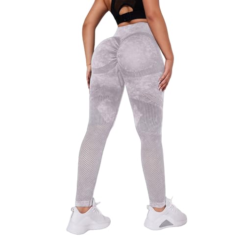 Genérico Leggins Deportivos Mujer,Leggings 3D anticelulitis para, Leggings de compresión Que levantan glúteos. Conjuntos Deporte Mallas (Grey, S)