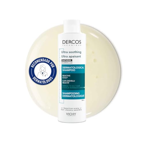 Vichy Champú de Tratamiento Ultracalmante, Alivia el Cuero Cabelludo Sensible, Nutre y Repara, Anti picazón, Sin Siliconas, Para Cabello Graso y Cuero Cabelludo Sensible, Dercos Technique, 200ml