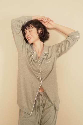 Image of Pajamas for Women Long Sleeve Pajama Set 2 Pieces Lounge Sets Sleepwear Pjs Ladies Sleepwear Button Down Nightwear