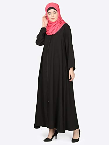 Image of Mallika Women Modest Wear Nida Matt Front Open Zipper Abaya Burkha for Everyday use