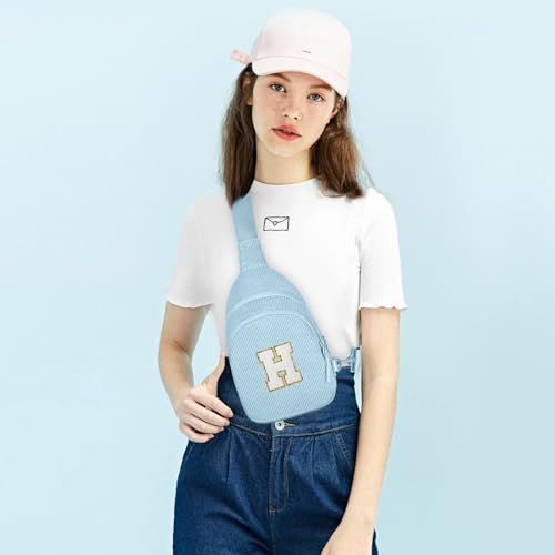Image of Viverte Small Corduroy Sling Bag Initial Crossbody Bag Fanny Pack for Girls Personalized Birthday Gifts for Teen Girls Gifts