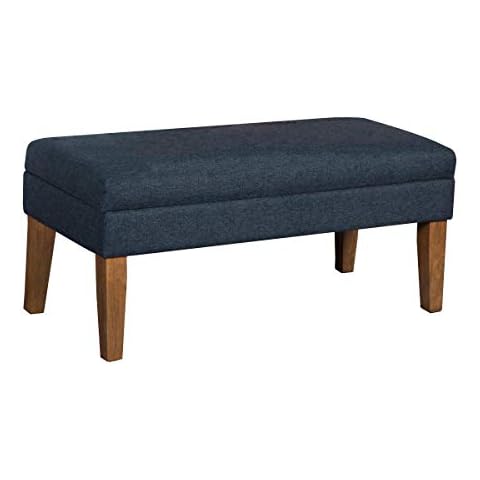 Upholstered Storage Bench Teal Chunky Textured Decorative Bedroom Living Room Bed Bench (Navy) Cover