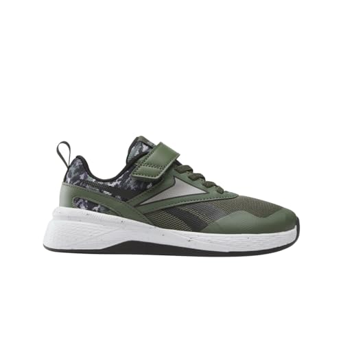 Reebok Kid's Nano Play Stretch Lace & Top Strap Sneaker, Breakaway Green/Grey 3/Black, Little Kid 1.5