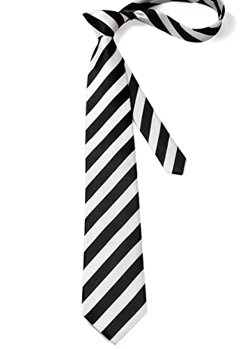 Image of HISDERN Mens Tie Striped Ties and Handkerchief Set Business Formal Woven Pocket Square Wedding College Stripe Necktie