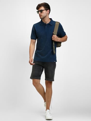 Image of Dennis Lingo Men's Cotton Printed Slim Fit Button-Down Short Sleeve Polo Tshirt