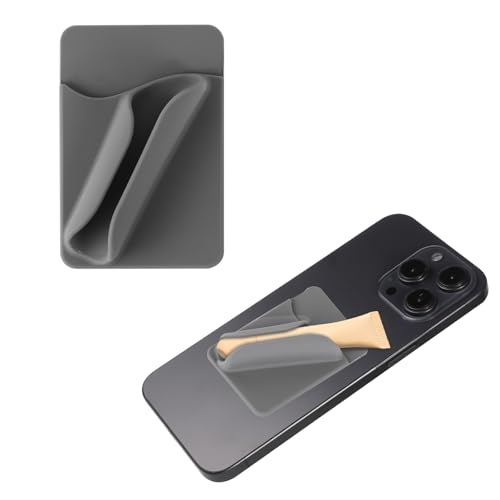 PEUTIER Lip Gloss Phone Case, Card Insertion And Lipstick Holder 2 in 1 Adhesive Silicone Lipstick Phone Holder Portable Lip Phone Case Lips Holder for iPhone And Android (Gray)