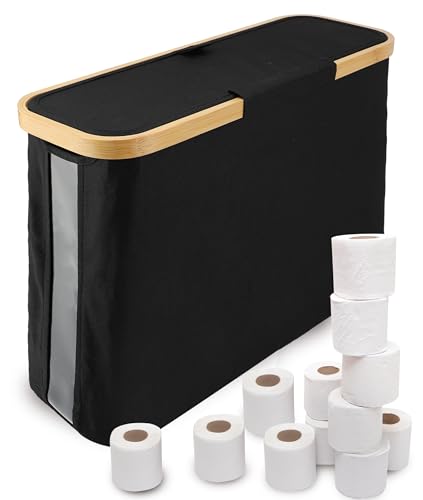 Lista de Portarrollos de pie para papel higiénico que Puedes Comprar On-line. 45 Papel higiénico cesta de almacenamiento, de bambú cesta de papel higiénico con tapa, base de pie, 12 rollos de pie titular de papels higiénico, organizador de papels higiénico...