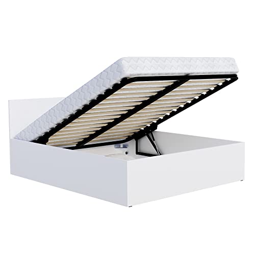 Lit coffre Paris 120 x 200 cm avec sommier à lattes relevable Blanc