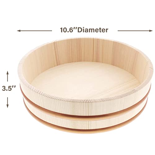 Tikusan Wooden Hangiri Sushi Rice Mixing Tub Pp Band Made In Japan Made Of Momi Fir Sushi Rice Bowl Sushi Oke (10.6") #TOP5